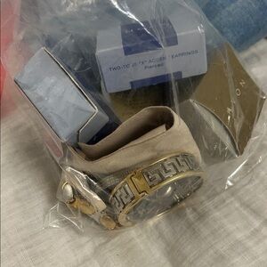 Vintage Gold and Silver AVON and earrings Bracelet Watch Band